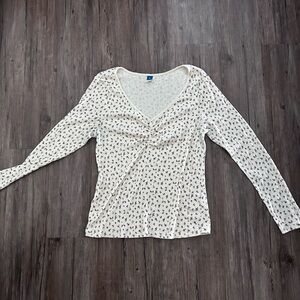 Old Navy- cream long sleeve with some ruching detail